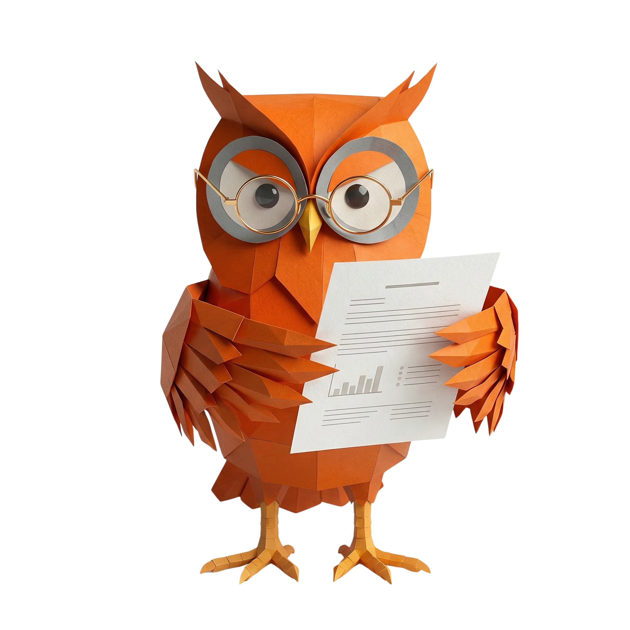 Oranje Uil mascotte leest document